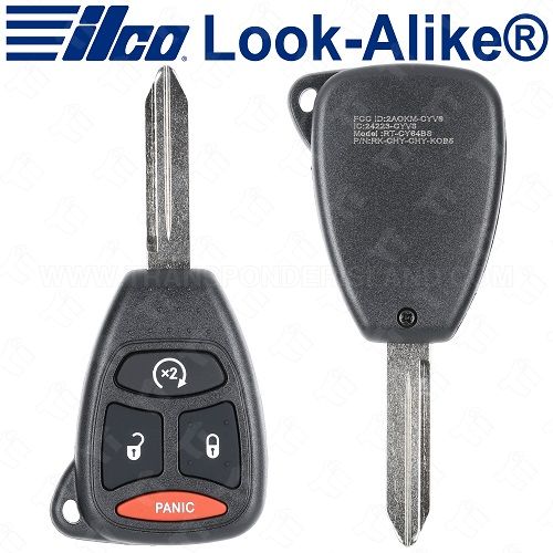 Ilco 2006 - 2014 Chrysler Dodge Remote Head Key 4B Starter - Replaces 13AA T04A - RHK-CHRY-4B3