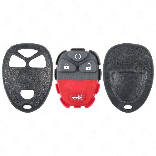 [TIK-CHV-24] 2005 - 2011 GM Keyless Entry Remote Shell with 4B Starter Rubber Pad for 15114374 KOBGT04A