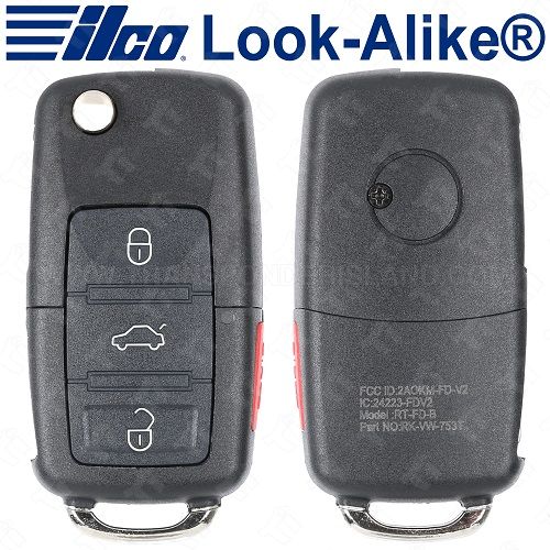 [TIK-ILC-029] Ilco 1998 - 2001 Volkswagen Flip Key - Replaces IJ0959753F - FLIP-VW-4B1