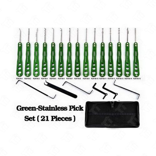 [TIT-RGN-199] Dino Green Stainless Pick Set 21 Pieces