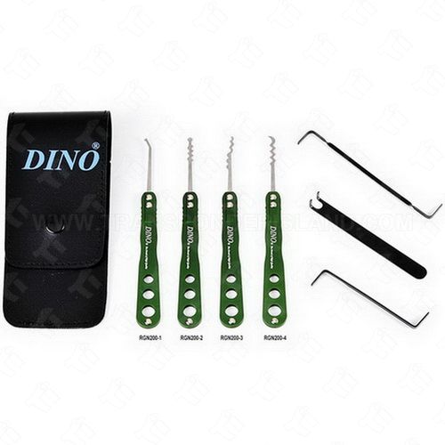 [TIT-RGN-200] Dino Green Stainless Pick Set 7 Pieces